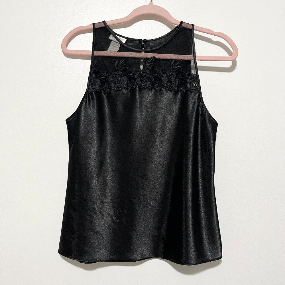 Womens Satin Lace Tank M Black Romantic Goth Dark Coquette Noir Femme Fatale